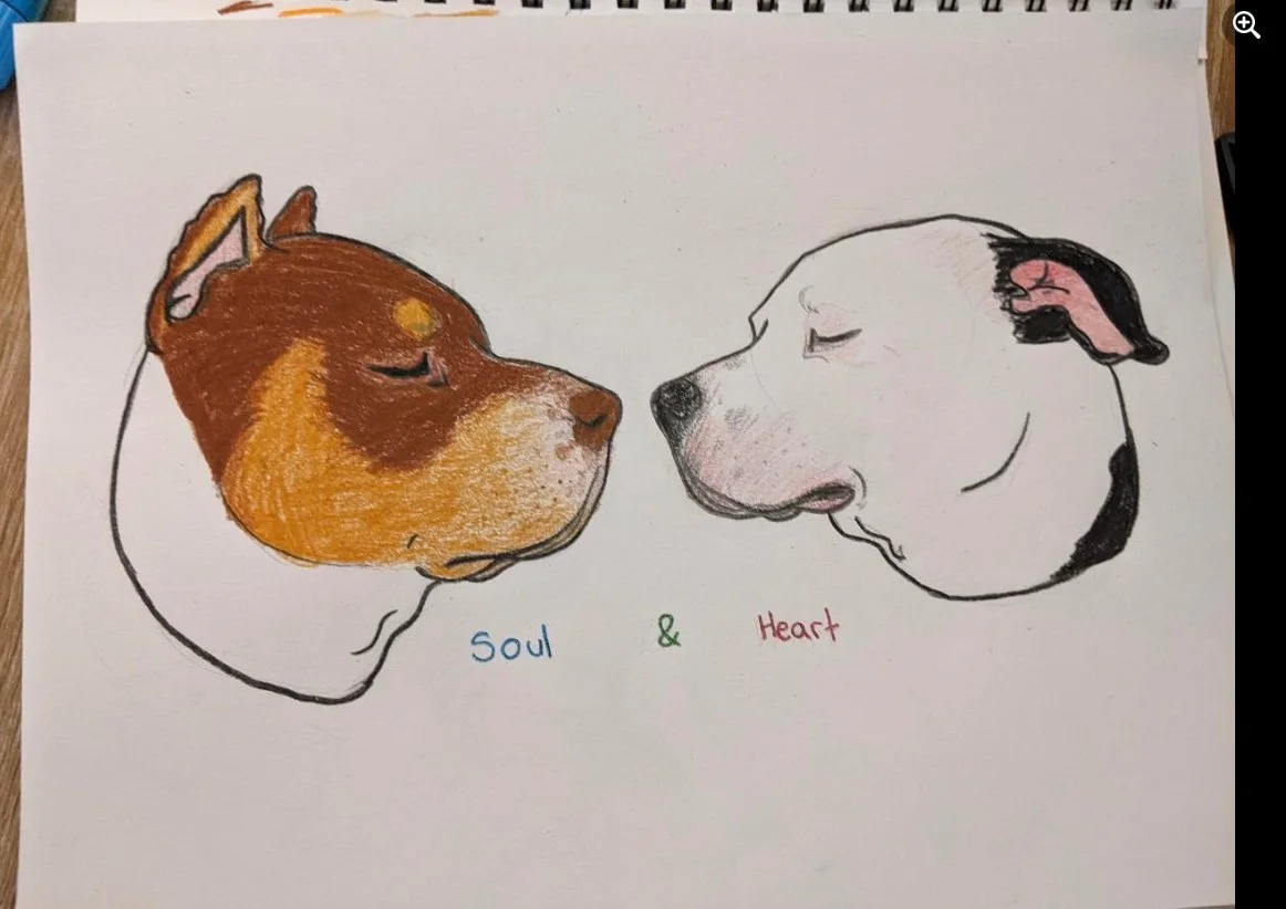 Eine Zeichnung von zwei Hunden